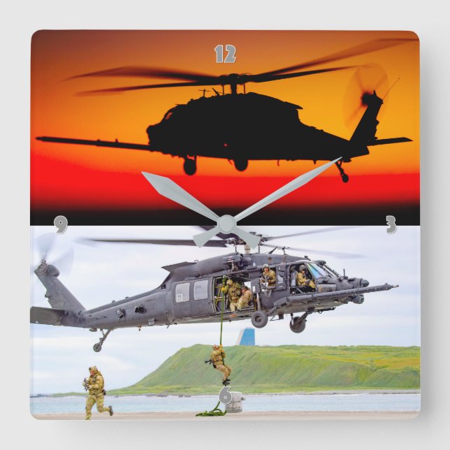 MH-60M BLACK HAWK SQUARE WALL CLOCK (Front)