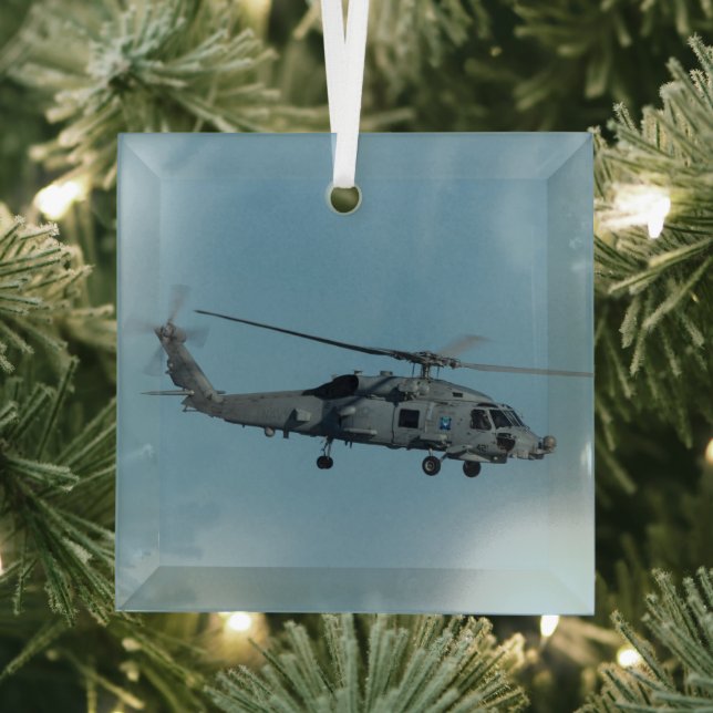 MH-60R Seahawk Glass Tree Decoration (Insitu)
