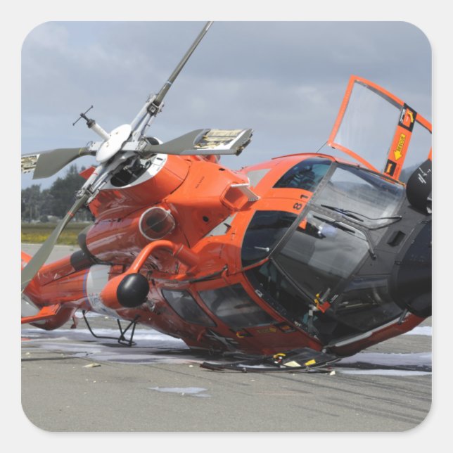 MH-65 Dolphin helicopter crashed at Arcata Airp Square Sticker (Front)