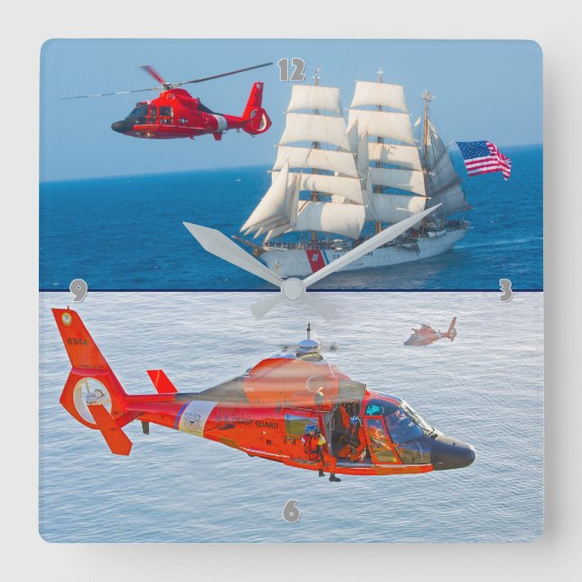 MH-65 DOLPHIN SQUARE WALL CLOCK (Front)