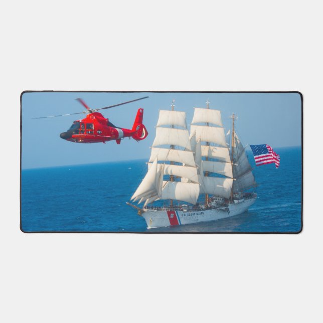 MH-65D DOLPHIN and USCGC EAGLE Desk Mat (Front)