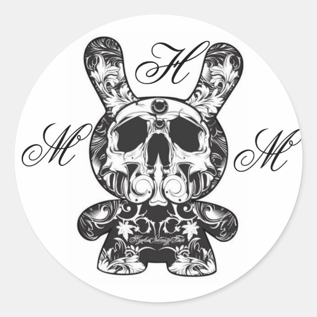 MHM ornate skeleton bunny sticker - Customised (Front)
