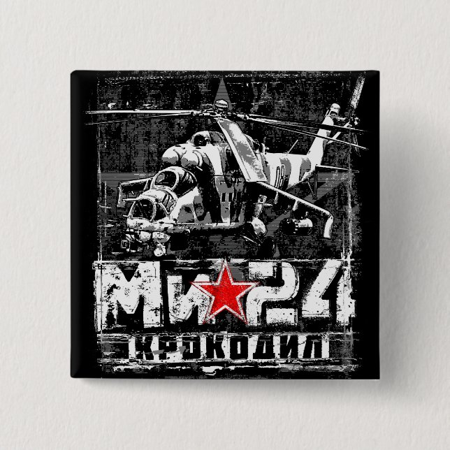 Mi-24 Soviet large helicopter 15 Cm Square Badge (Front)
