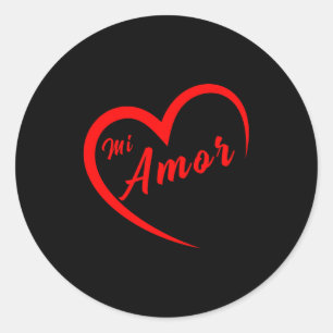 Mi Amor Valentines San Valentin Dia Del Amor Spani Classic Round Sticker