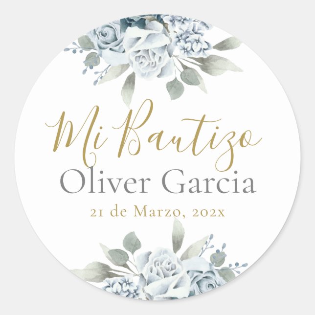 Mi Bautizo  Classic Round Sticker (Front)