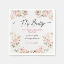 Mi Bautizo Para Niña Pink Floral Baptism