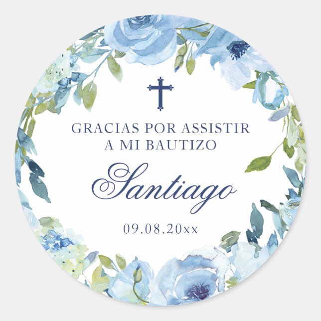 Mi Bautizo Recuerdos Para Bautizo Spanish Baptism Classic Round Sticker (Front)