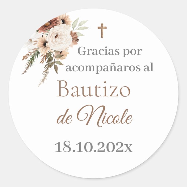Mi bautizo spanish sticker, boy baptism Español Classic Round Sticker (Front)