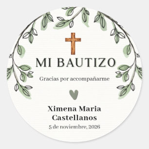 Mi Bautizo Stickers Personalised Baptism Cross