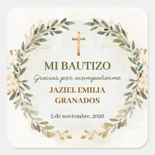 Mi Bautizo Stickers Personalised Baptism Labels (Front)