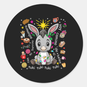 Mi Burrito Sabanero Mexican Christmas Donkey Spani Classic Round Sticker