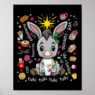 Mi Burrito Sabanero Mexican Christmas Donkey Spani Poster