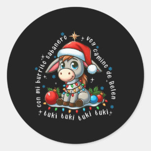 Mi Burrito Sanero Mexican Christmas Donkey Spanish Classic Round Sticker