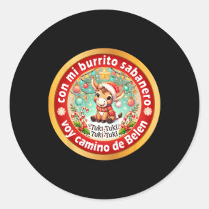 Mi Burrito Sanero Mexican Christmas Donkey Spanish Classic Round Sticker