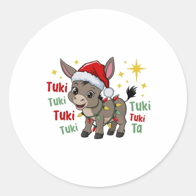 Mi Burrito Sanero Mexican Christmas Donkey Spanish Classic Round Sticker (Front)