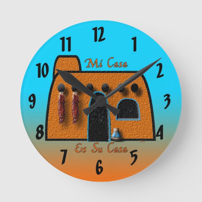 Mi Casa Es Su Casa Round Clock (Front)