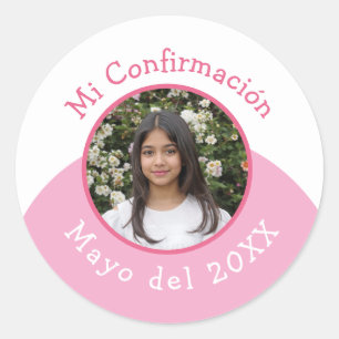 Mi Confirmación con Foto y Fecha Classic Round Sticker