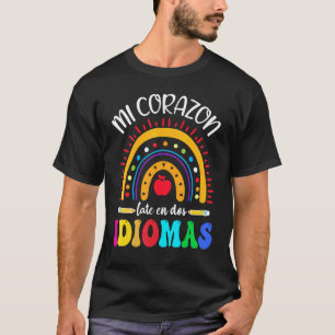 Mi corazon late en dos idiomas bilingual Spanish T T-Shirt