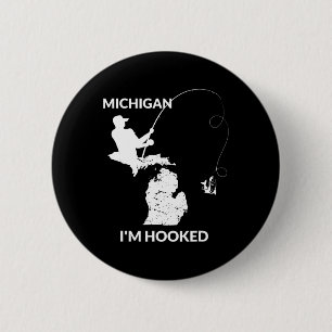 Mi Michigan Fishing Jersey Gift For Fishermen And 6 Cm Round Badge
