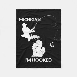 Mi Michigan Fishing Jersey Gift For Fishermen And Fleece Blanket