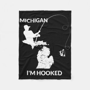 Mi Michigan Fishing Jersey Gift For Fishermen And Fleece Blanket