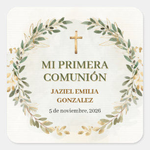 Mi Primera Comunión Stickers Custom Square Labels