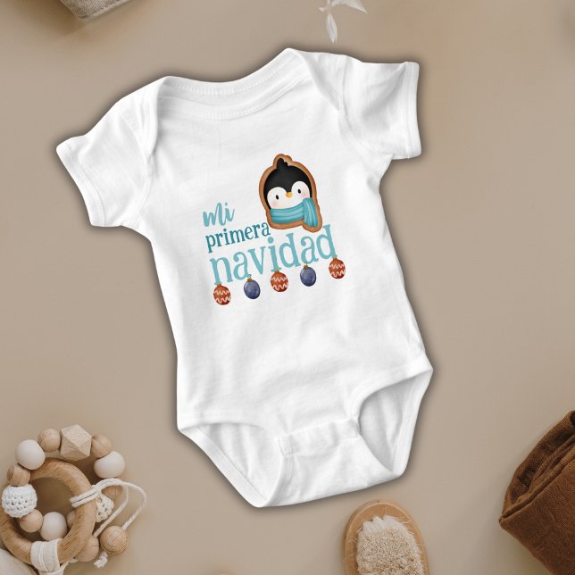 Mi Primera Navidad Galleta Pinguino y Decoraciones Baby Bodysuit (Creator Uploaded)