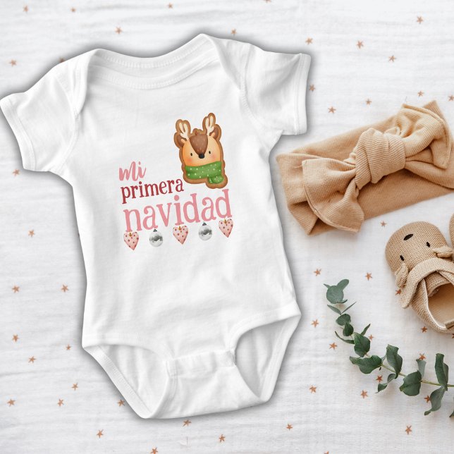Mi Primera Navidad Galleta Reno y Decoraciones  Baby Bodysuit (Creator Uploaded)