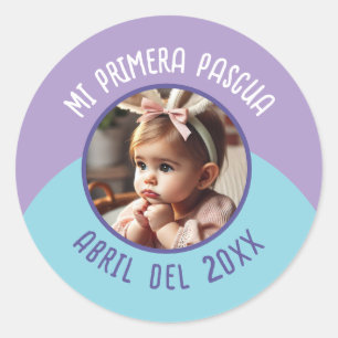 Mi Primera Pascua con Foto y Año Classic Round Sticker