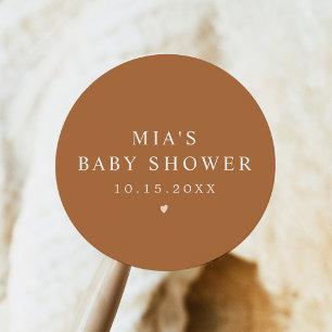 MIA Arched Boho Terracotta Baby Shower Classic Round Sticker