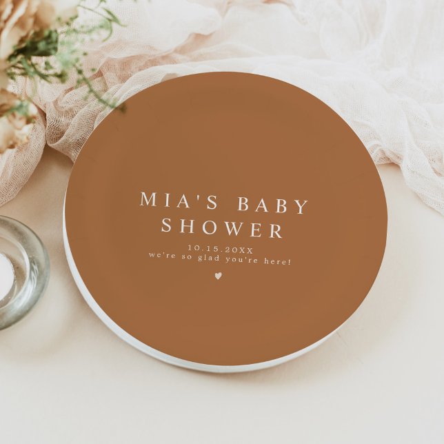 MIA Arched Boho Terracotta Baby Shower Paper Plate (Creator Uploaded)