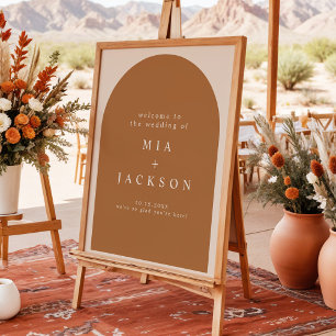 MIA Arched Boho Terracotta Wedding Welcome Poster
