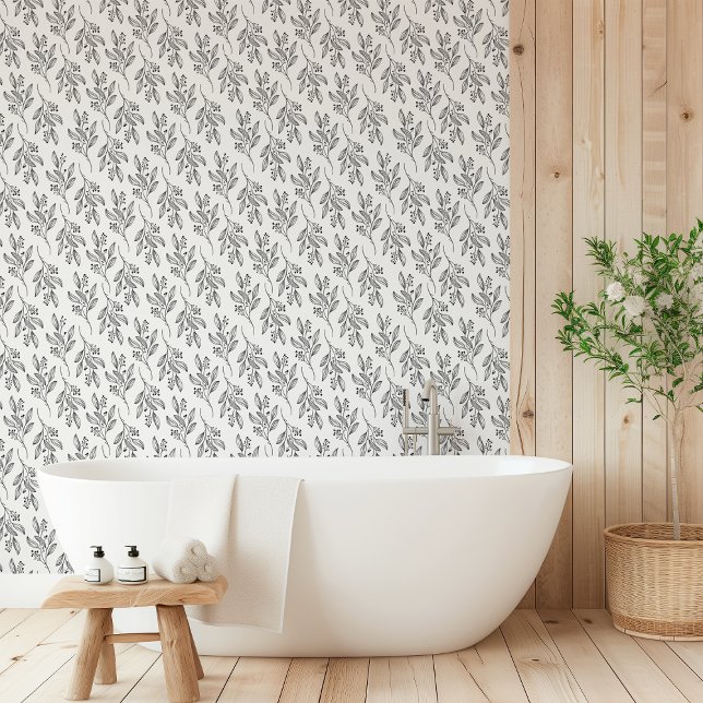 MIA Black White Flower Pattern Botanical Floral Wallpaper (MIA Black White Flower Pattern Botanical Floral Wallpaper)