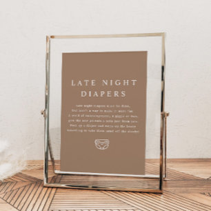 MIA Boho Earth Tone Late Night Diapers Baby Shower Poster