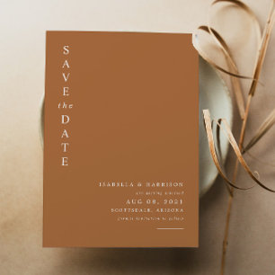 Mia - Burnt Orange Modern Minimalist Save the Date Invitation