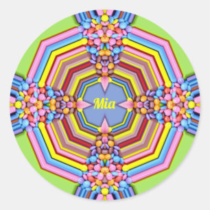 MIA EASTER ~ WOW! Multicolored Candy Easter Giving Classic Round Sticker