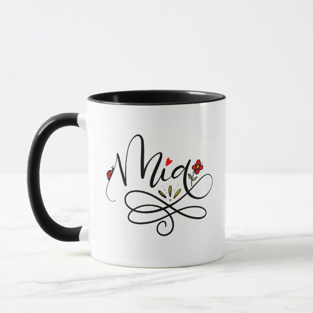 Mia, Hand Lettered Mug (Left)