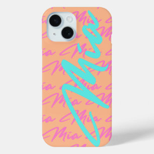 Mia Repeating Name Pattern Throw Pillow iPhone 15 Case