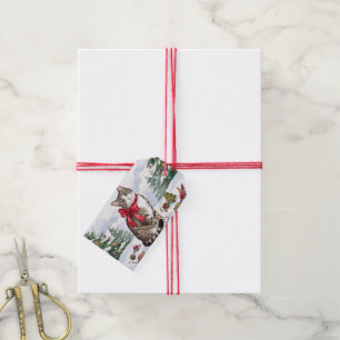 Mia the Festive Cat with Holiday Decor Gift Tags