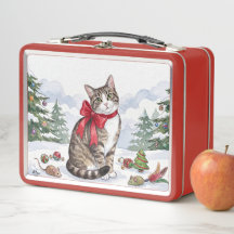 Mia the Festive Cat with Holiday Decor