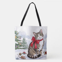 Mia the Festive Cat with Holiday Decor