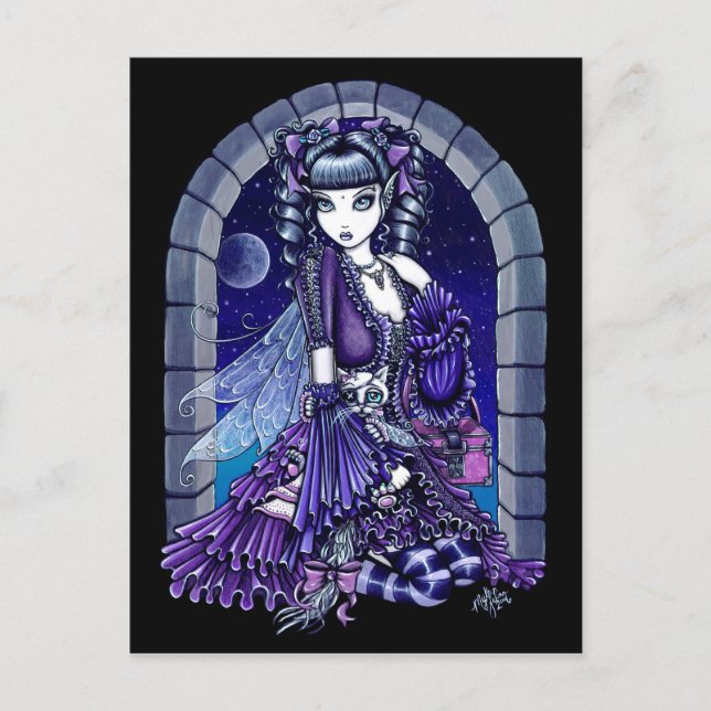 "Mia" Twilight Moon Fairy & Kitty Postcard (Front)