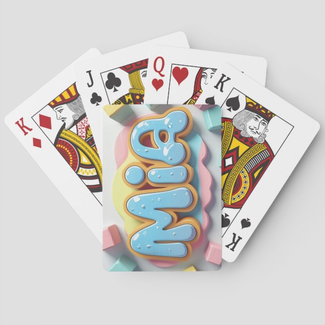 Mia written in graffiti font playing cards (Back)