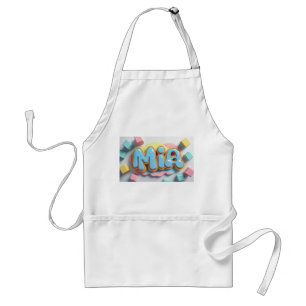 Mia written in graffiti font standard apron
