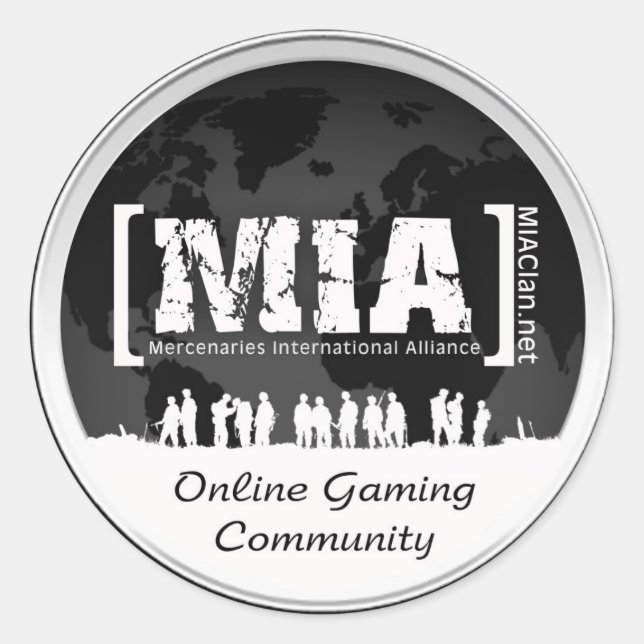 MIAClan.net High Quality Decals White/Black Classic Round Sticker (Front)