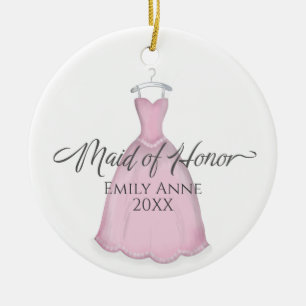 Miad of Honour Wedding Bridal Party Vintage Dress Ceramic Ornament