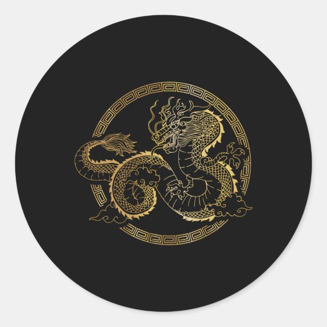 Mial Chinese Tai Chi Dragon Classic Round Sticker (Front)