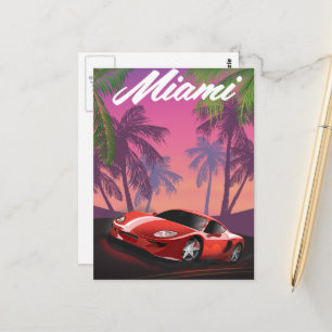 Miami 1990s Sports car Postcard