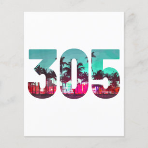 Miami 305 Area Code Florida Vintage Palm Trees Pri