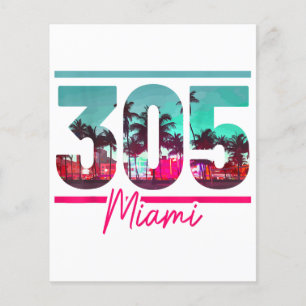 Miami 305 Area Code Florida Vintage Palm Trees Pri